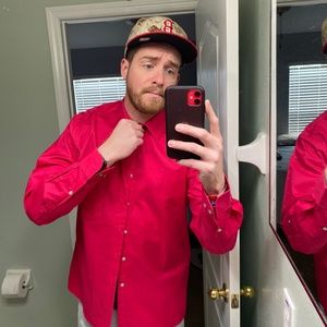 MUST GO!USED-VAN HEUSEN-MENS DRESS SHIRT-EXTREME COLOR-REG FIT - 15-15 1/2 34/35